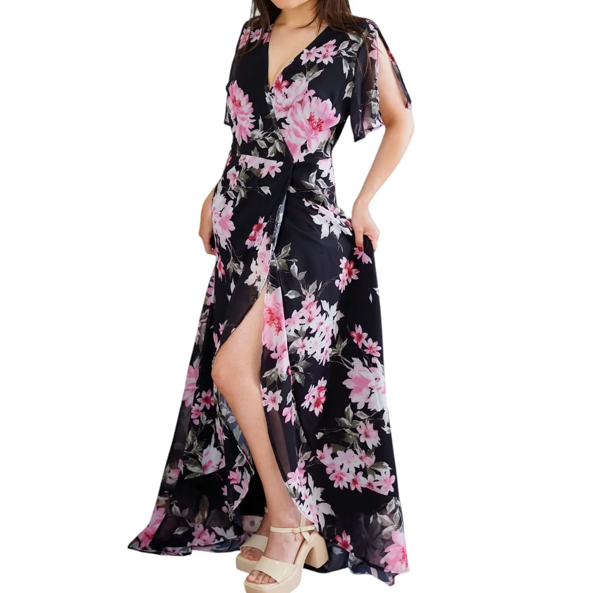 LUNA - VESTIDO DE FIESTA FLOREADO CIARA.-