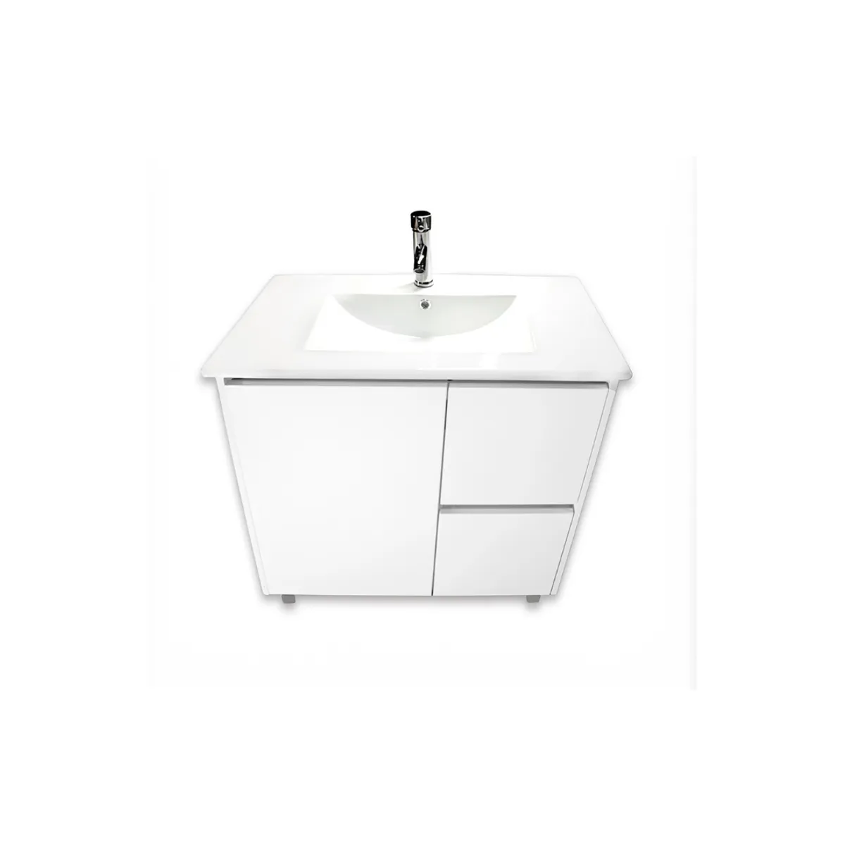 MODERN SPACE - Vanitorio 80x47 Cm Termolaminado Blanco Con Loza Y Grifería