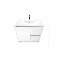 Vanitorio 80x47 Cm Termolaminado Blanco Con Loza Y Grifería