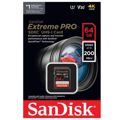 Imagen 2 del producto TARJETA SD EXTREME PRO 4K 64GB 200MBSG