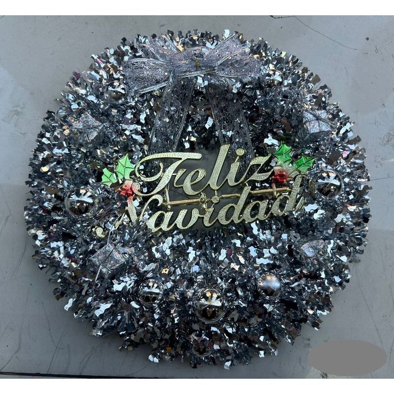GENERICO - CORONAS O GUIRNALDAS NAVIDEÑAS CON LUCES LED 40CM PLATEADO WYN