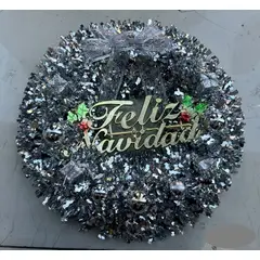 GENERICO - CORONAS O GUIRNALDAS NAVIDEÑAS CON LUCES LED 40CM PLATEADO WYN