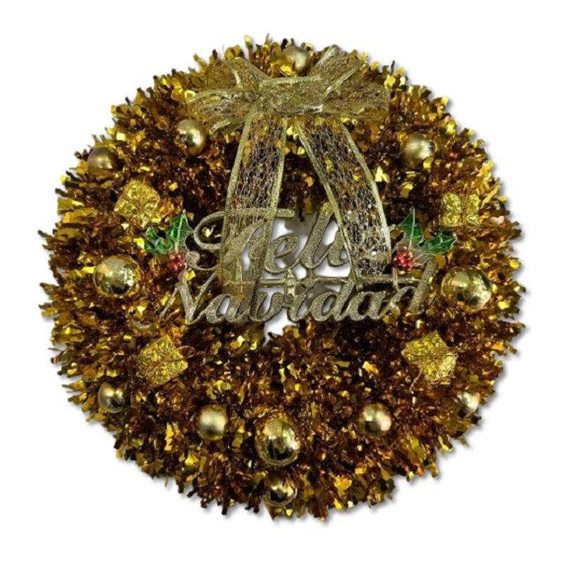 GENERICO - CORONAS O GUIRNALDAS NAVIDEÑAS CON LUCES LED 40CM DORADO WYN