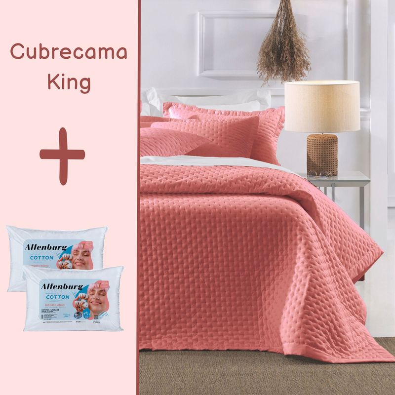 DECOMONDO - Pack Quilt Altenburg Stelle King Rosa Magia + 2 Almohadas Cotton