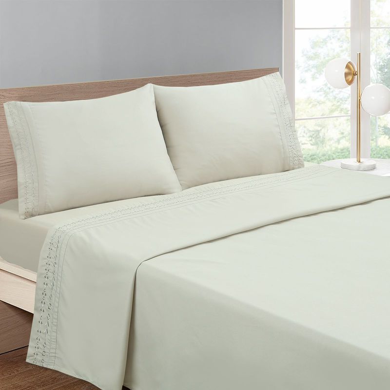 GENERICO - Juego de Sábana Bordadas King Color Beige