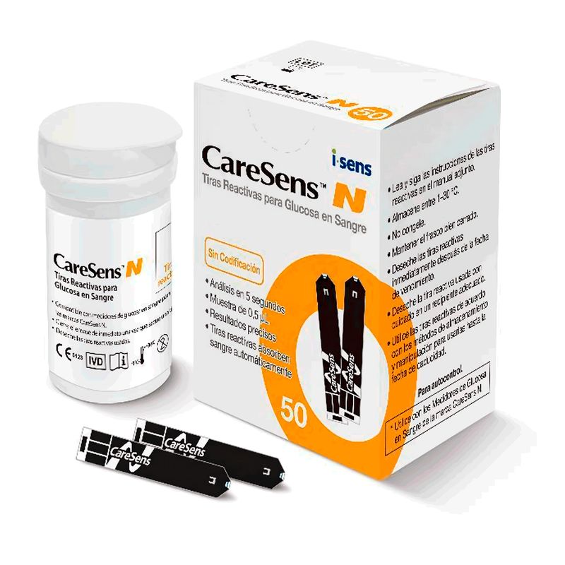 GENERICO - Cintas Tiras Reactivas 50 Unidades Glucometro Caresens N Premier