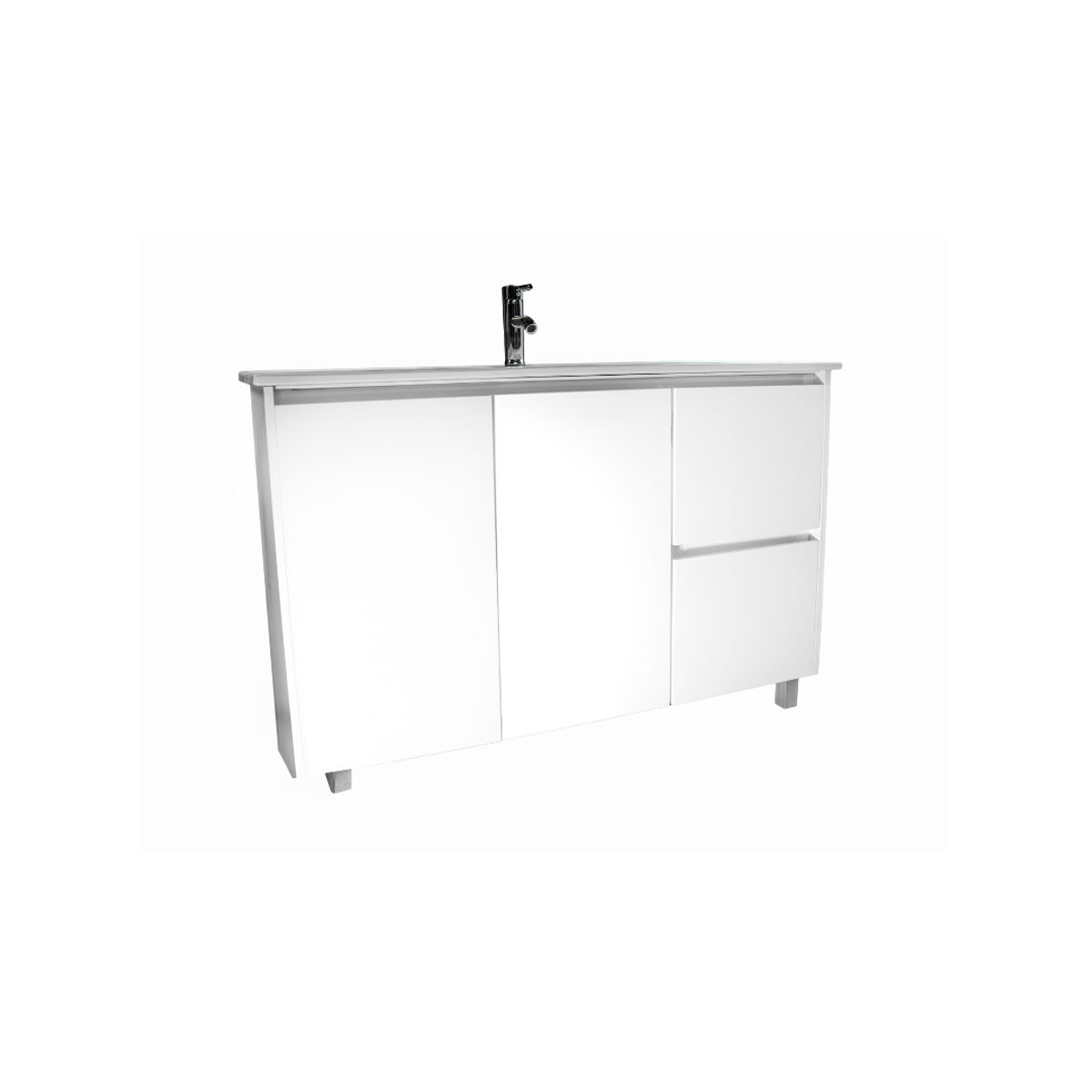 MODERN SPACE - Vanitorio 120x47 Cm Termolaminado Blanco Con Loza Y Grifería