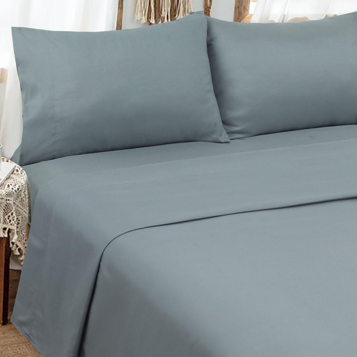 GENERICO - Juego de Sábana King Color Gris