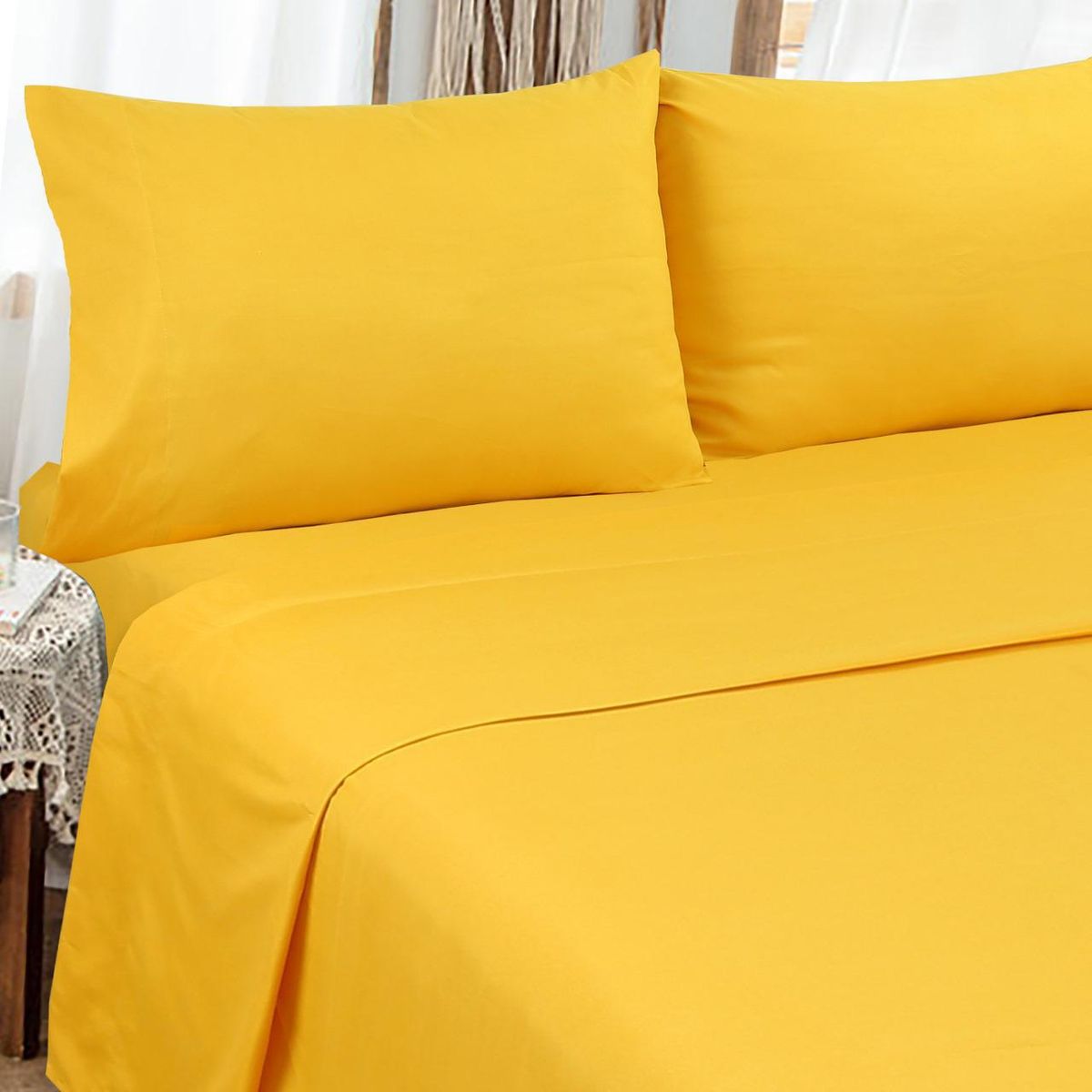 GENERICO - Juego de Sábana King Color Mostaza
