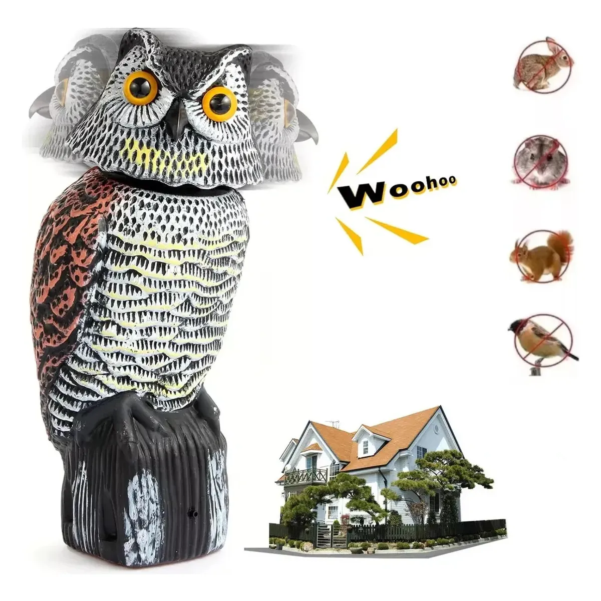 KUANGYE - Ahuyentador De Pajaros Buho Espanta Palomas