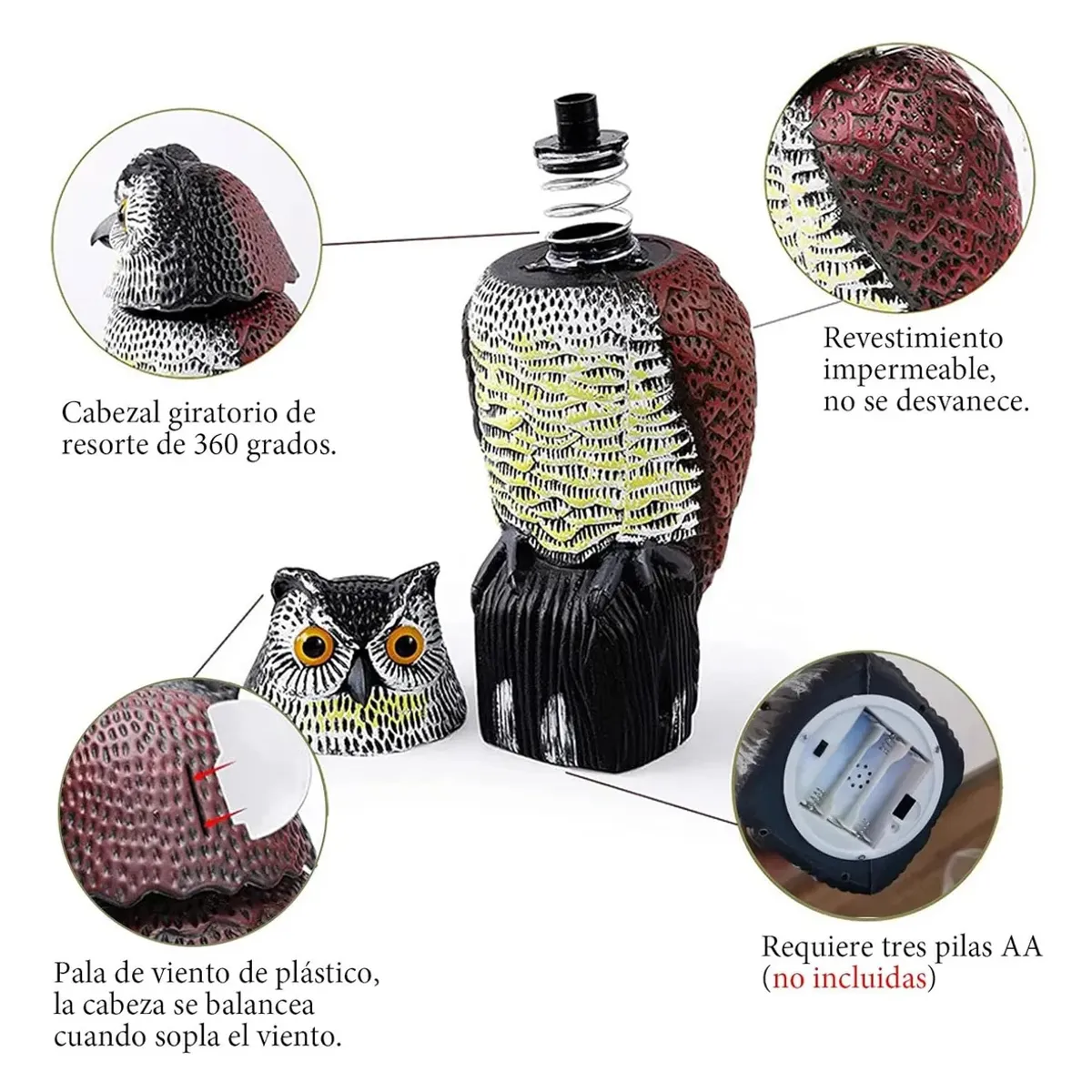 KUANGYE - Ahuyentador De Pajaros Buho Espanta Palomas