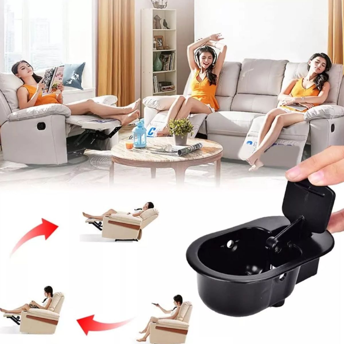 KUANGYE - Palanca Metálica Para Sillón Reclinable Tipo Berger + Cable