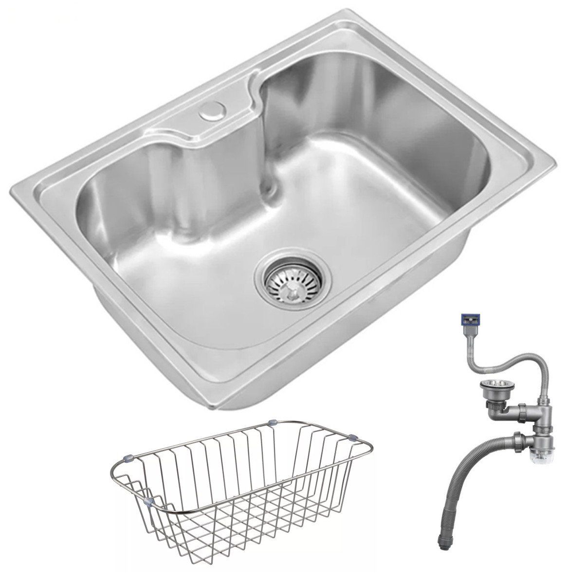 KUANGYE - Set Lavaplatos Empotrado Acero Inoxidable 60x42x21cm Plateado