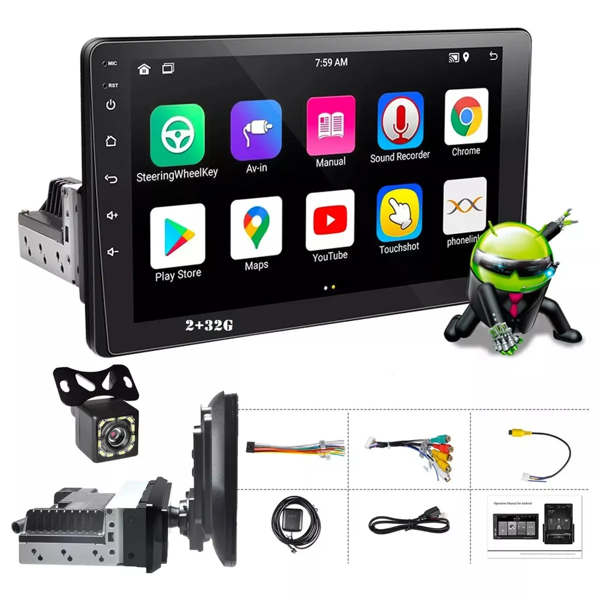 KUANGYE - Radio Auto Android 2 Din Hd 9'' 2gb+32gb Con Wifi Gps