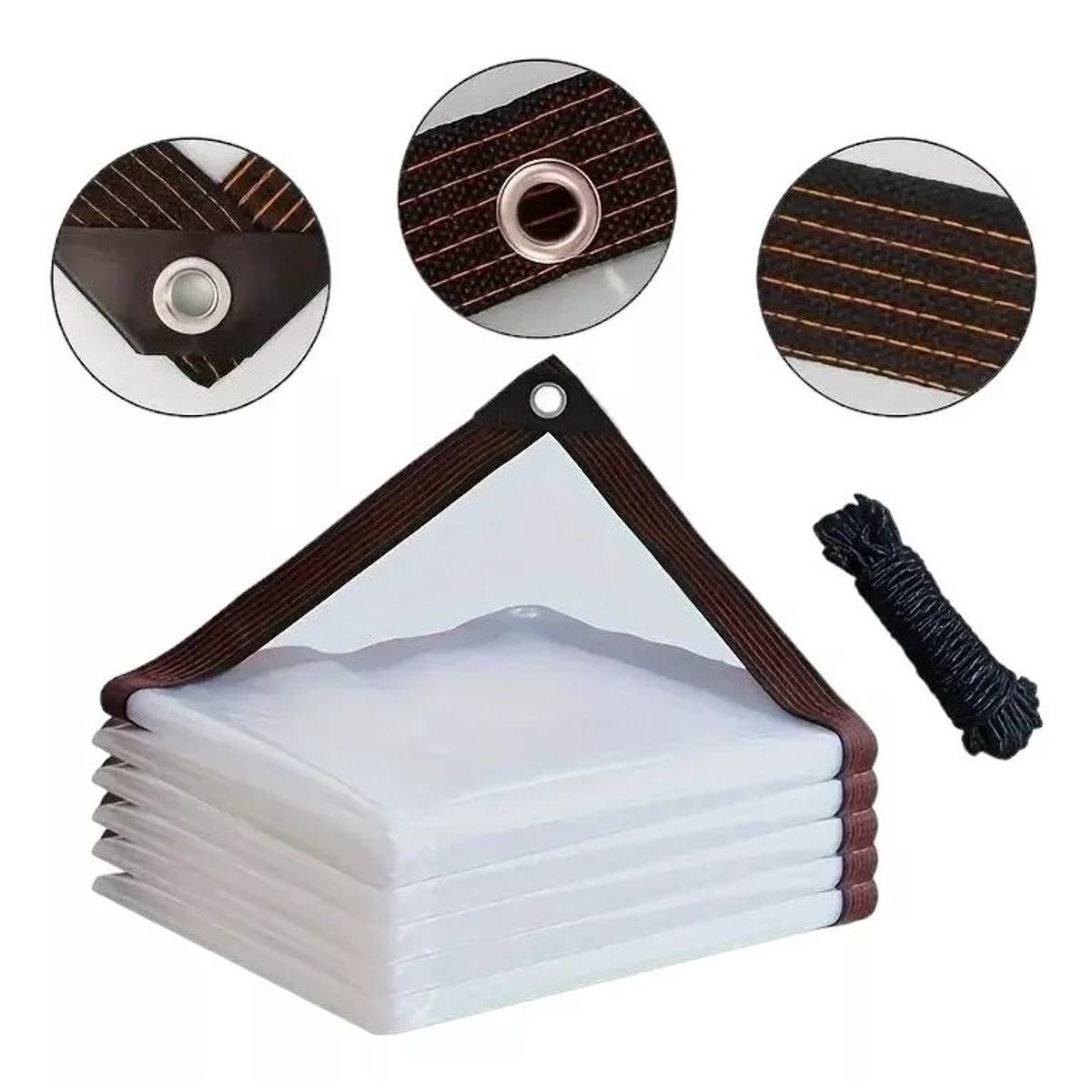 KUANGYE - 3×4m Lonas Transparentes Resistentes Impermeables+10m Cuerda
