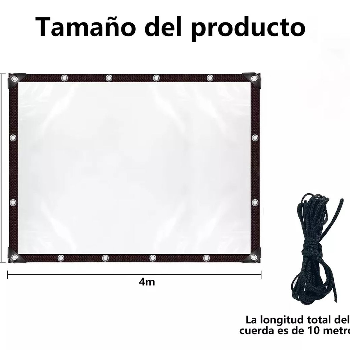KUANGYE - 3×4m Lonas Transparentes Resistentes Impermeables+10m Cuerda
