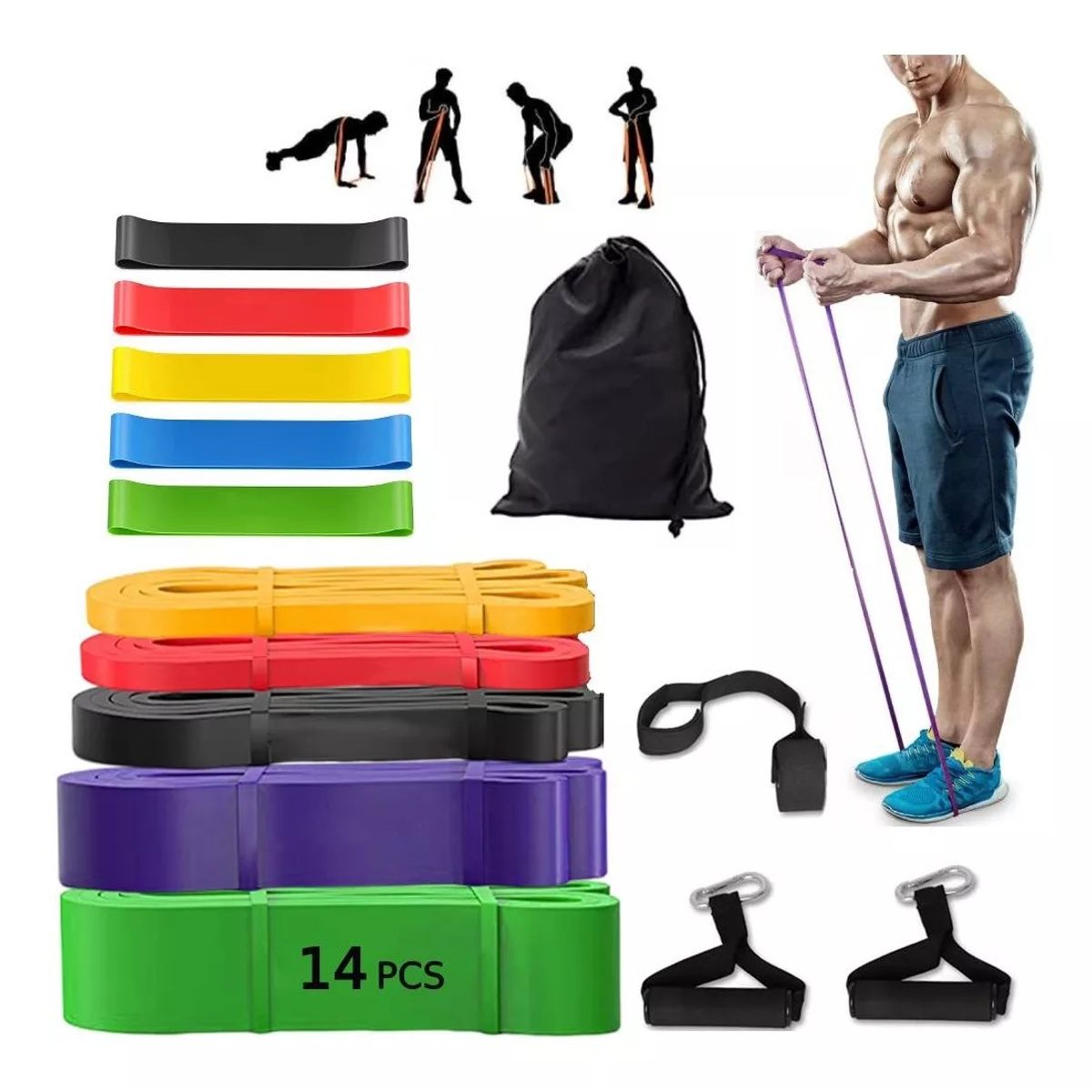 KUANGYE - Set Power Band Bandas Elasticas Resistencia Fitness Gym