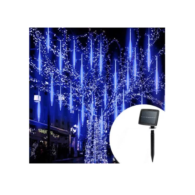 GENERICO - Luz Led Solar Lluvia Meteoro Navidad Tubo 50cm Azul