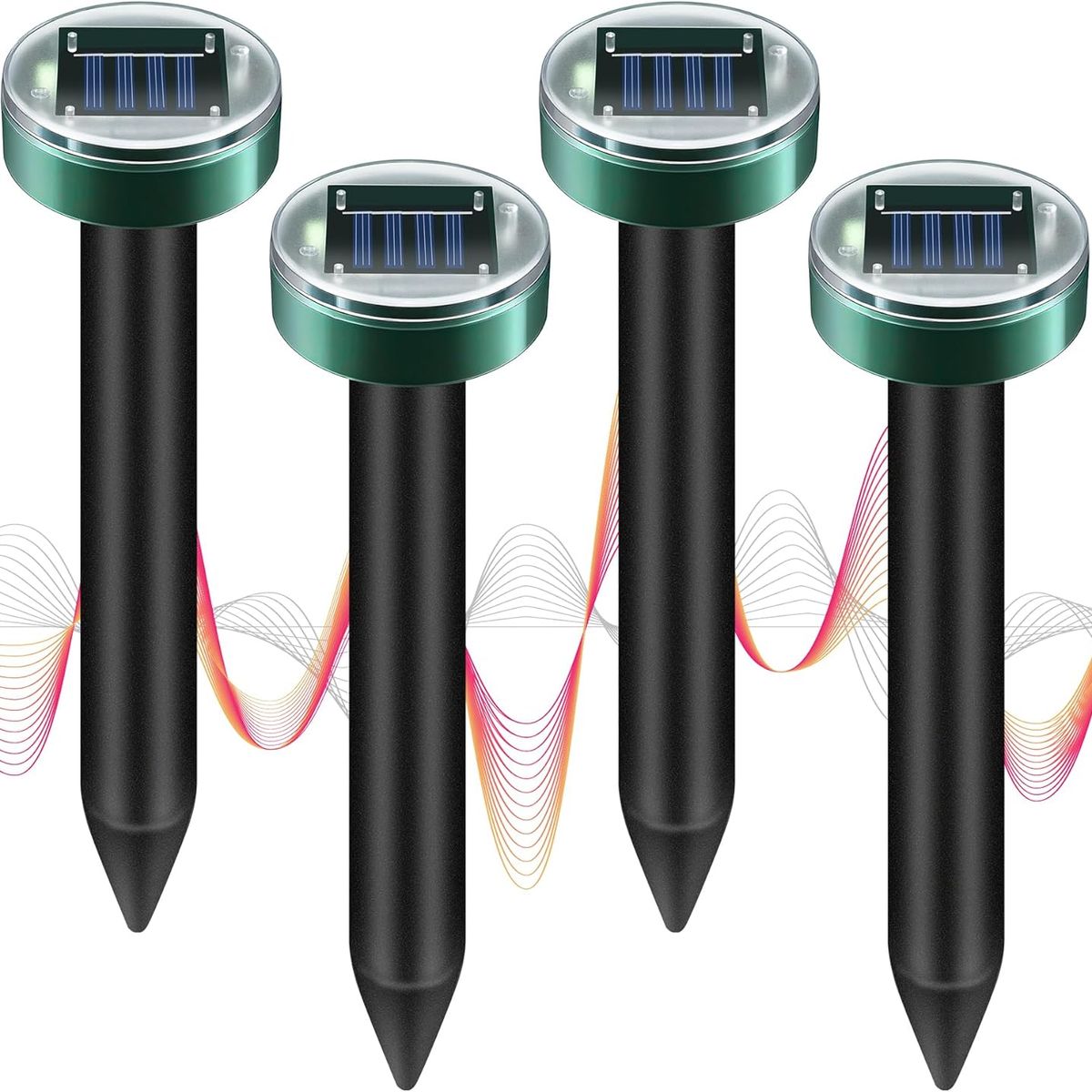 KUANGYE - 4 Estacas Solar Luz Led Con Repelente Ratas Ratones Roedores