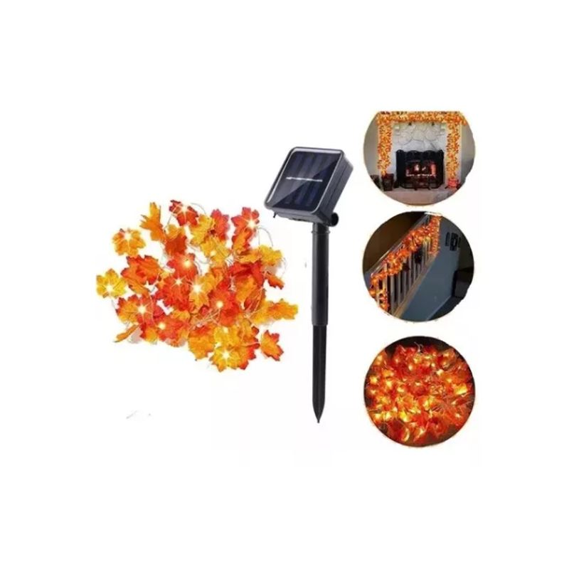 GENERICO - Luces Solar Guirnalda Hoja 30 Led Luz Cálida Navidad