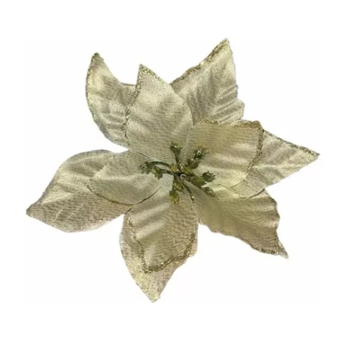 GENERICO - Pack 10 Flores Navideña Adorno De Navidad Decoración Árbol Dorado