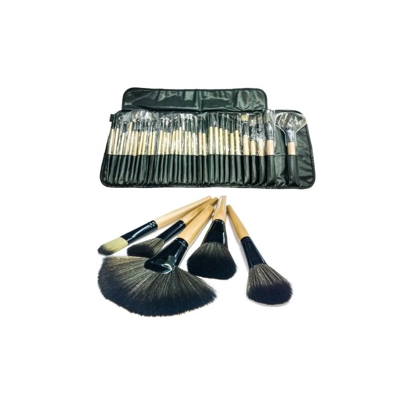 GENERICO - Set 32 Pinceles Y Brochas Maquillaje + Bolso Organizador Black