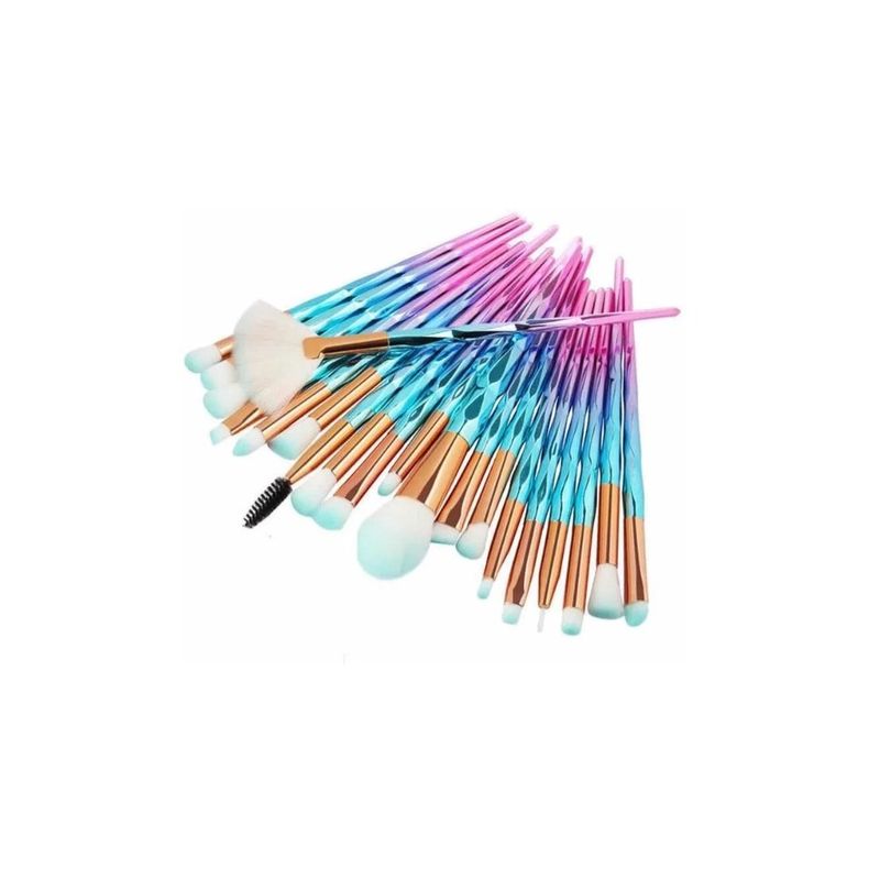 GENERICO - Set De 20 Brochas Y Pinceles De Maquillaje Diamante Colores