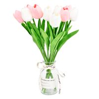 Ramos de Tulipán Artificial para Decoración, 10 Unidades con Jarrón
