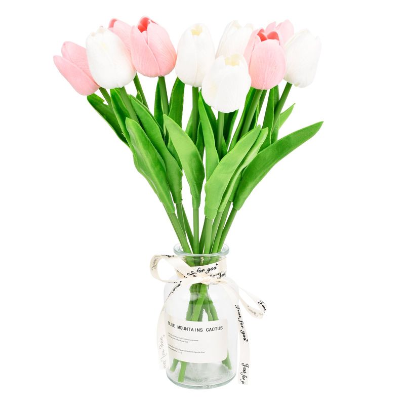 YAYKO - 10pcs Ramos De Artificiales Flor Decoración Tulipan Con Jarr