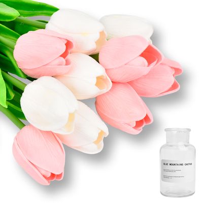 Imagen 2 del producto Ramos de Tulipán Artificial para Decoración, 10 Unidades con Jarrón