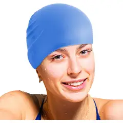 GENERICO - Gorro Natacion De Silicona Adulto Celeste Con Funda Guardado