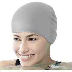 GENERICO - Gorro Natacion Gris De Silicona Adulto Con Funda Guardado