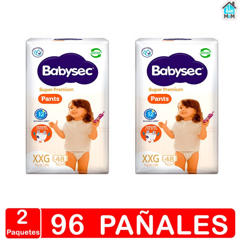 BABYSEC - Pañales Babysec Pants - Super Premium – Talla XXG – 96 Uds.