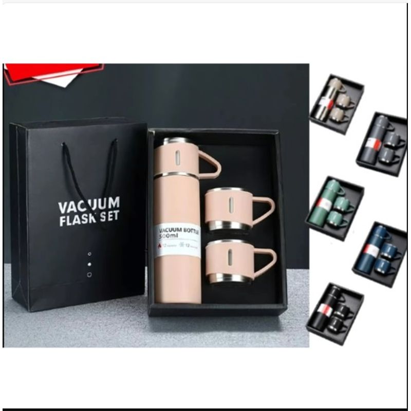 GENERICO - Set Termo Termico 500ml Termo + 2 Tazas Acero Inoxidable