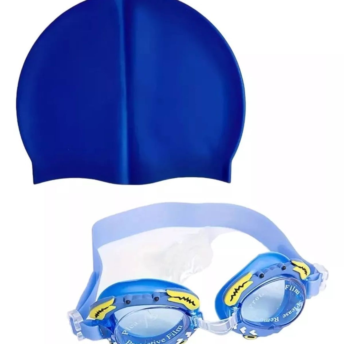 GENERICO - Set Natacion Gafas Gorro Naricera Para Niños Azul Piscina