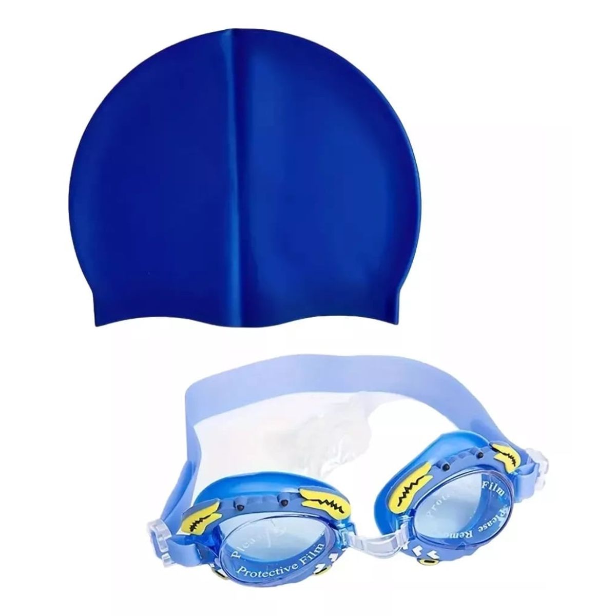 GENERICO - Set Natacion Gafas Gorro Naricera Para Niños Azul Piscina