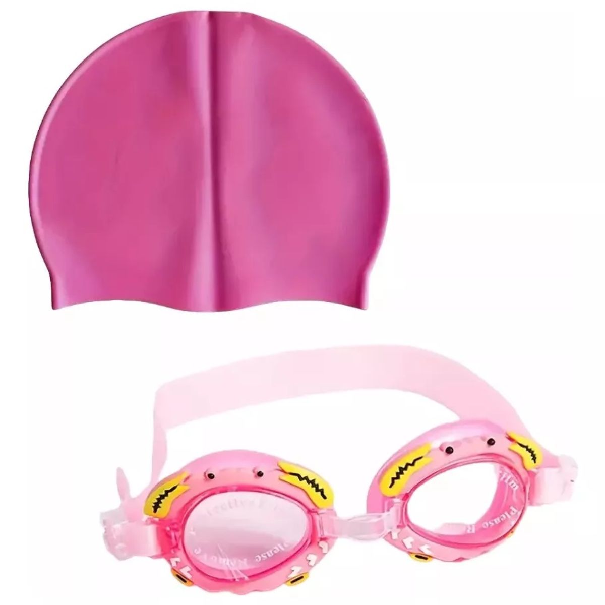GENERICO - Set Natacion Gafas Gorro Naricera Para Niños Rosa Piscina