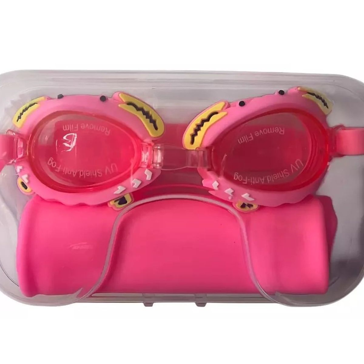 GENERICO - Set Natacion Gafas Gorro Naricera Para Niños Rosa Piscina