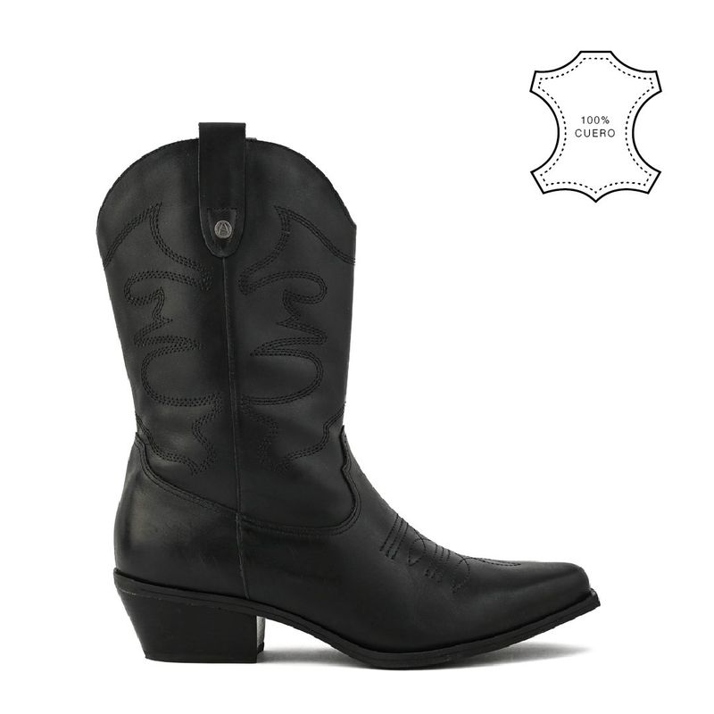 AMPHORA - Botin Taco marcella cuero negro