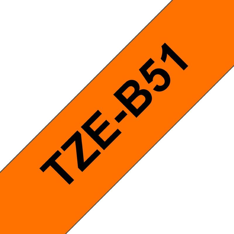 BROTHER - Cinta Brother Tzeb51 Negro Sobre Naranja Fosfo 24mm X 5mts