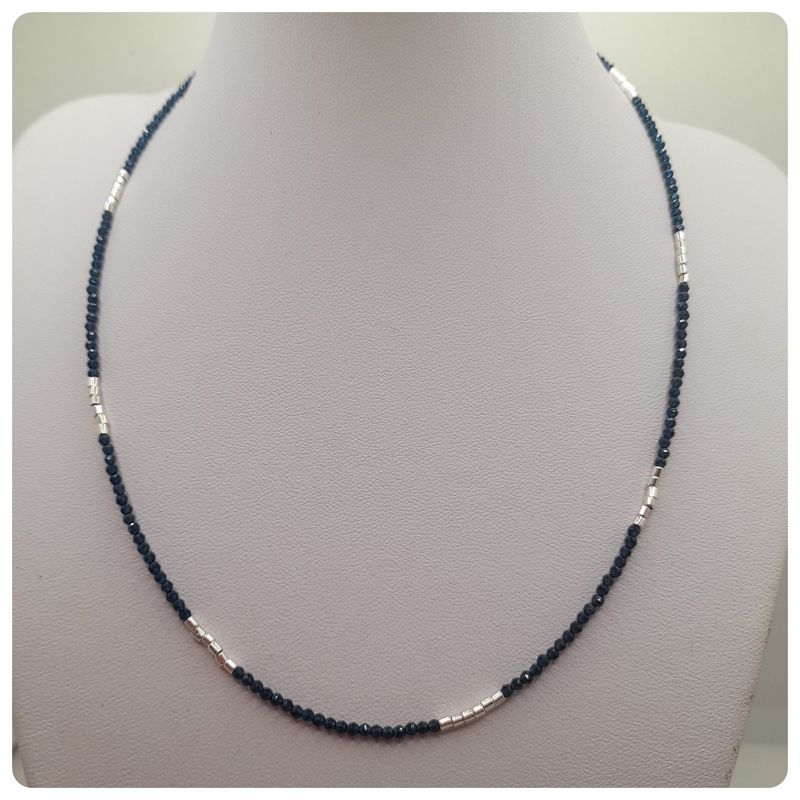 CAT JOYAS - Collar de raíz de zafiros con plata fina