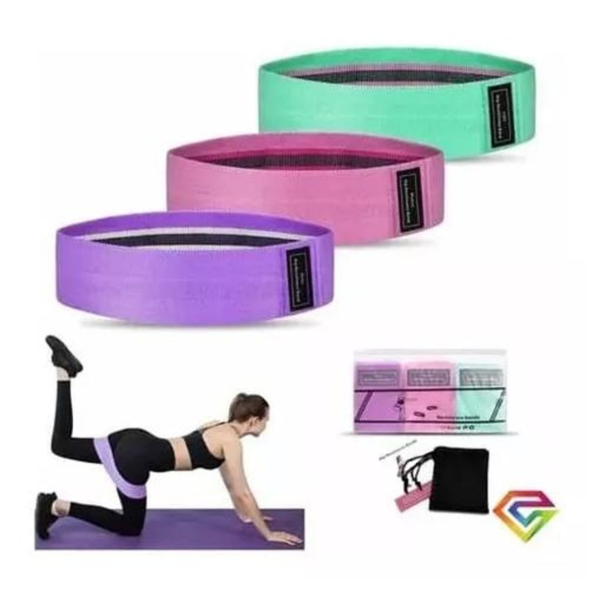 GENERICO - Bandas Elásticas Ejercicio Pro 3 Pcs De Tela Con Bolso