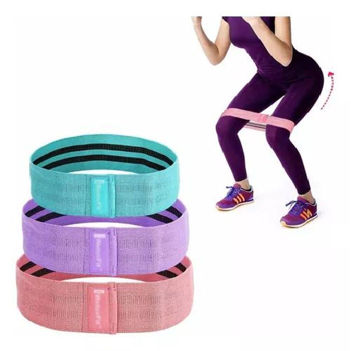 GENERICO - Bandas Elásticas Ejercicio Pro 3 Pcs De Tela Con Bolso