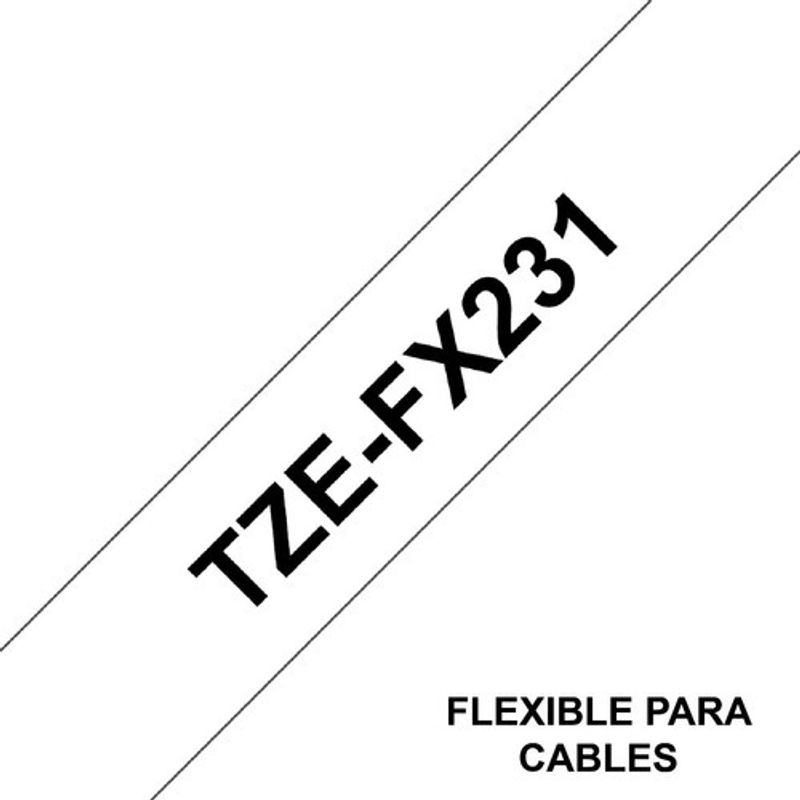 BROTHER - Cinta Brother Tzefx231 Negro Sobre Blanco 12mm X 8mts Cables