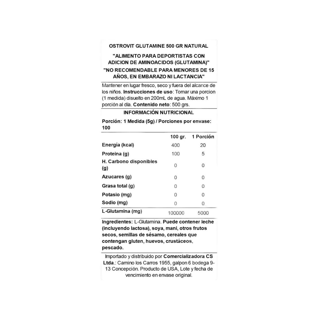 OSTROVIT - GLUTAMINA MICRONIZADA 500GR - OSTROVIT