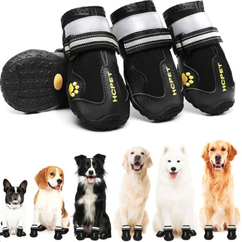 LERNEN - Zapatos Impermeables y Reflectantes Para Perros  Color Negro