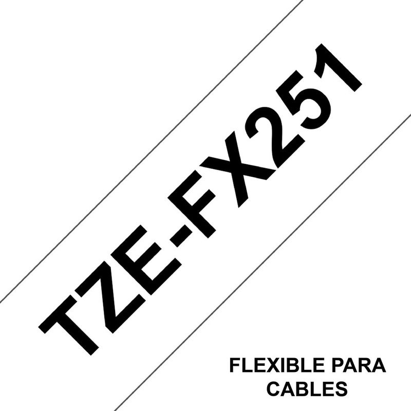 BROTHER - Cinta Brother Flexible Negro Sobre Blanco 24mmx8mts Tzefx251