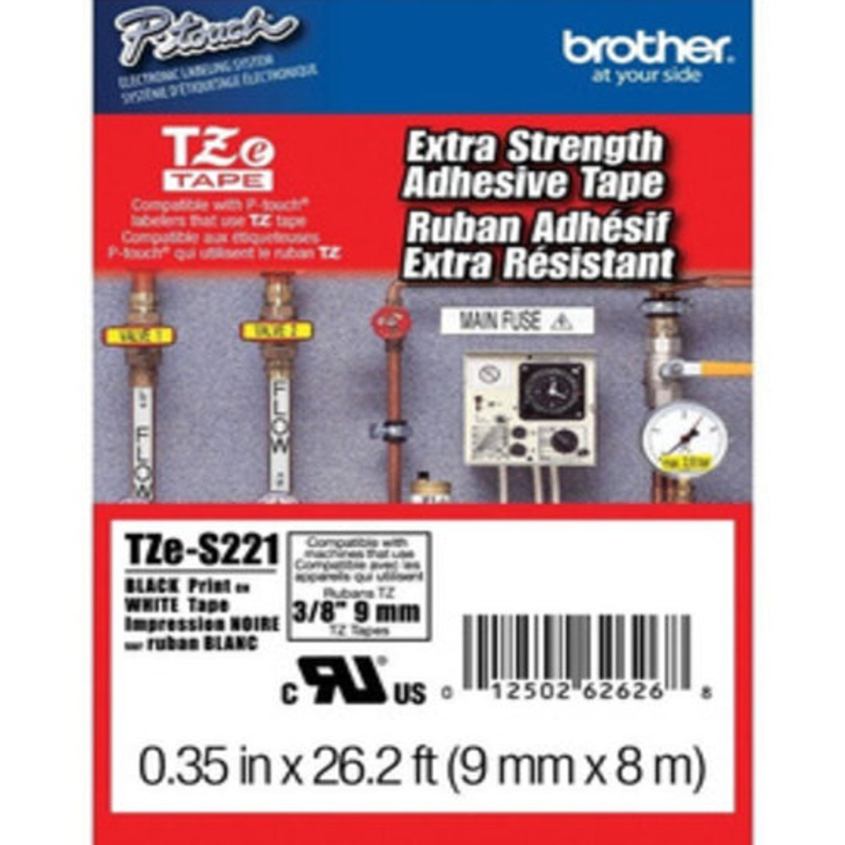 BROTHER - Cinta Brother Tzes221 Negro Sobre Blanco 9mm