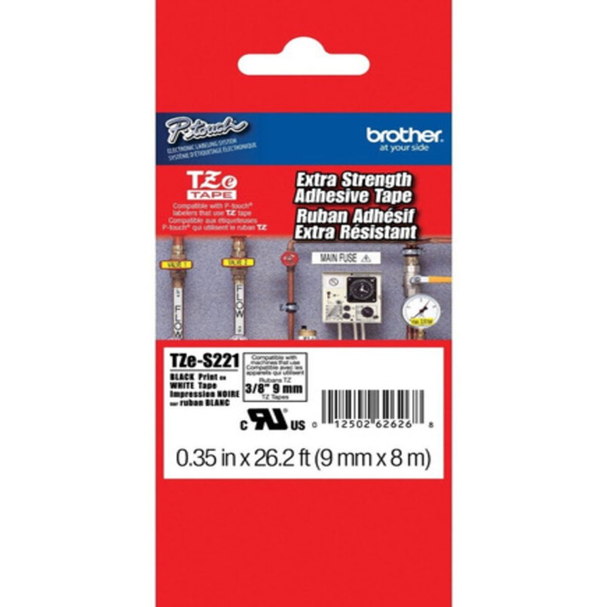 BROTHER - Cinta Brother Tzes221 Negro Sobre Blanco 9mm