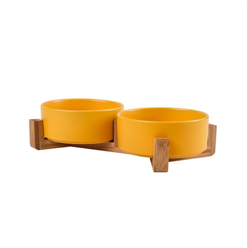 LERNEN - Plato Comedero Doble Grandes De Ceramica Para Perro Gato Xl